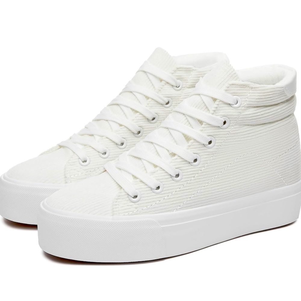 Unisex Corduroy High Top Sneakers,Lace up Platform Shoes, Size:‎ 11Women/9Men